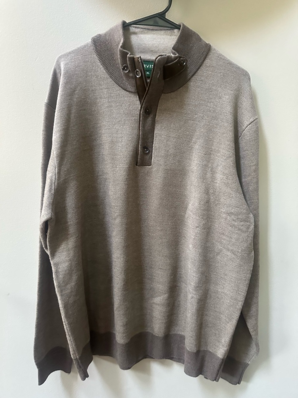 Orvis Men's Quarter Zip Pullover Sweater 100% Merino Wool Size XL